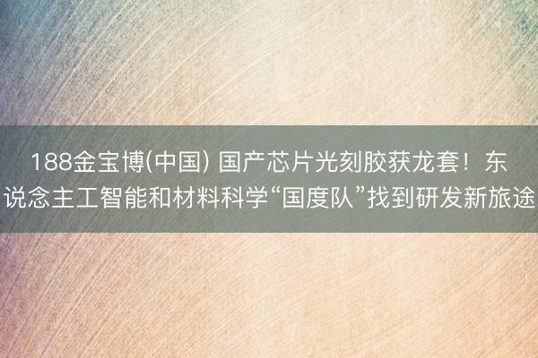 188金宝博(中国) 国产芯片光刻胶获龙套！东说念主工智能和材料科学“国度队”找到研发新旅途
