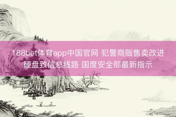 188bet体育app中国官网 犯警商贩售卖改进硬盘致信息线路 国度安全部最新指示