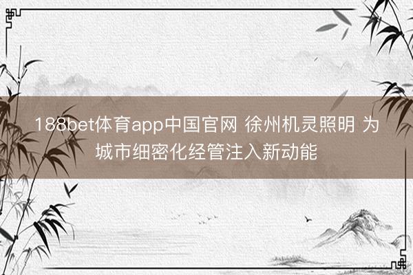 188bet体育app中国官网 徐州机灵照明 为城市细密化经管注入新动能