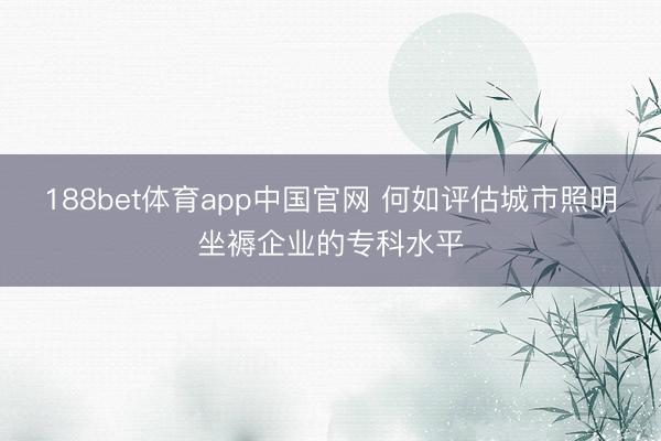 188bet体育app中国官网 何如评估城市照明坐褥企业的专科水平