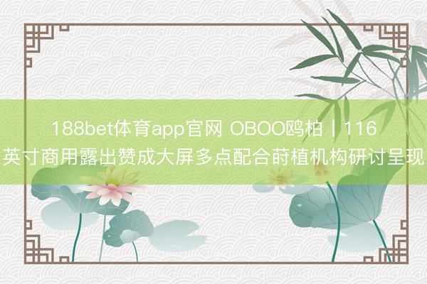 188bet体育app官网 OBOO鸥柏丨116英寸商用露出赞成大屏多点配合莳植机构研讨呈现
