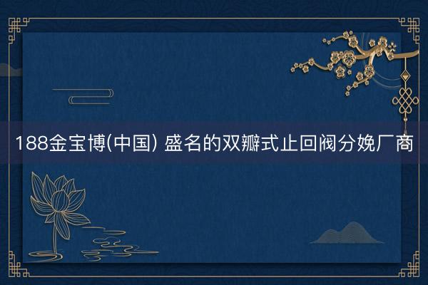 188金宝博(中国) 盛名的双瓣式止回阀分娩厂商