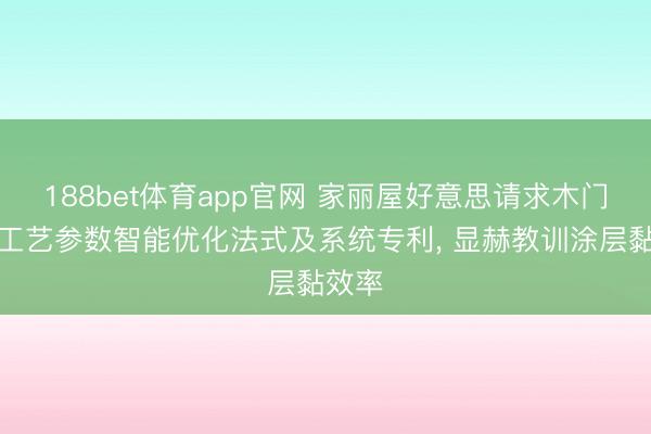 188bet体育app官网 家丽屋好意思请求木门涂装工艺参数智能优化法式及系统专利， 显赫教训涂层黏效率