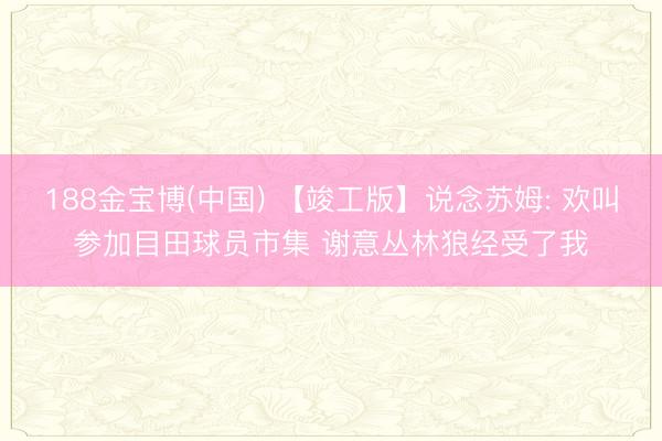 188金宝博(中国) 【竣工版】说念苏姆: 欢叫参加目田球员市集 谢意丛林狼经受了我