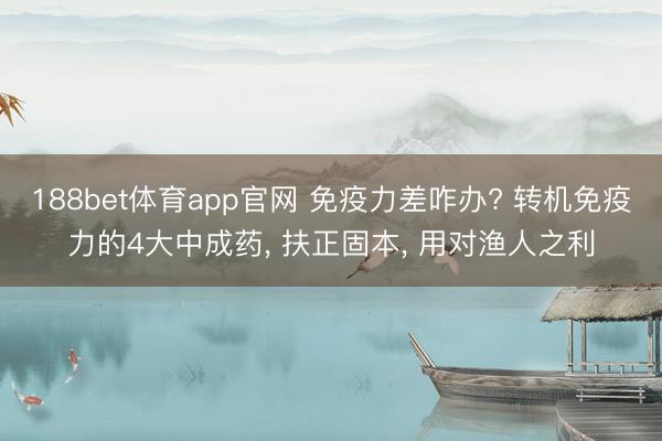 188bet体育app官网 免疫力差咋办? 转机免疫力的4大中成药， 扶正固本， 用对渔人之利