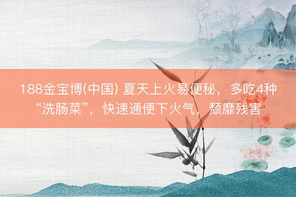 188金宝博(中国) 夏天上火易便秘，多吃4种“洗肠菜”，快速通便下火气，颓靡残害