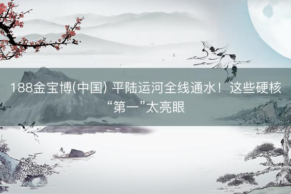 188金宝博(中国) 平陆运河全线通水！这些硬核“第一”太亮眼