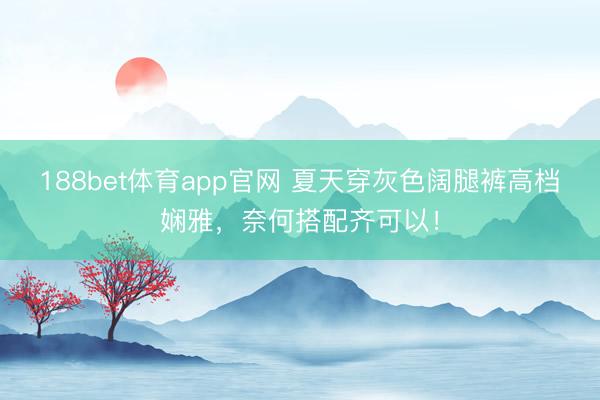188bet体育app官网 夏天穿灰色阔腿裤高档娴雅，奈何搭配齐可以！