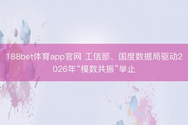 188bet体育app官网 工信部、国度数据局驱动2026年“模数共振”举止