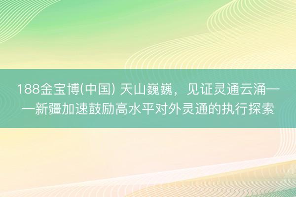 188金宝博(中国) 天山巍巍，见证灵通云涌——新疆加速鼓励高水平对外灵通的执行探索