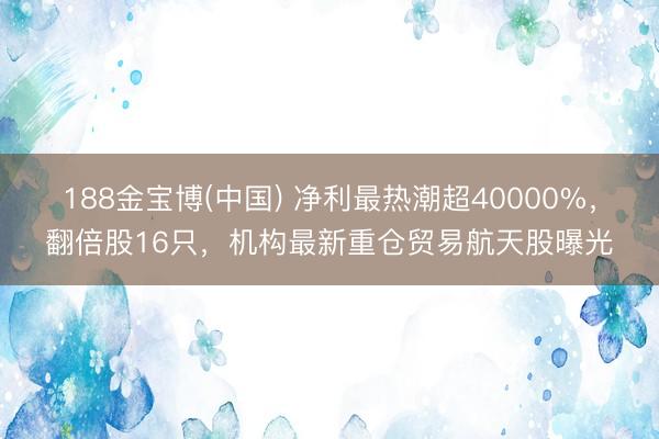 188金宝博(中国) 净利最热潮超40000%，翻倍股16只，机构最新重仓贸易航天股曝光