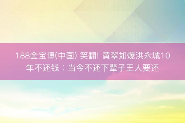 188金宝博(中国) 笑翻! 黄翠如爆洪永城10年不还钱︰当今不还下辈子王人要还